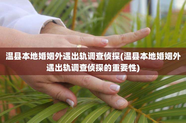 温县本地婚姻外遇出轨调查侦探(温县本地婚姻外遇出轨调查侦探的重要性)