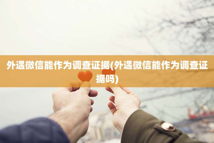 外遇微信能作为调查证据(外遇微信能作为调查证据吗)