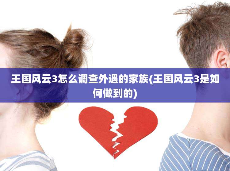 王国风云3怎么调查外遇的家族(王国风云3是如何做到的)