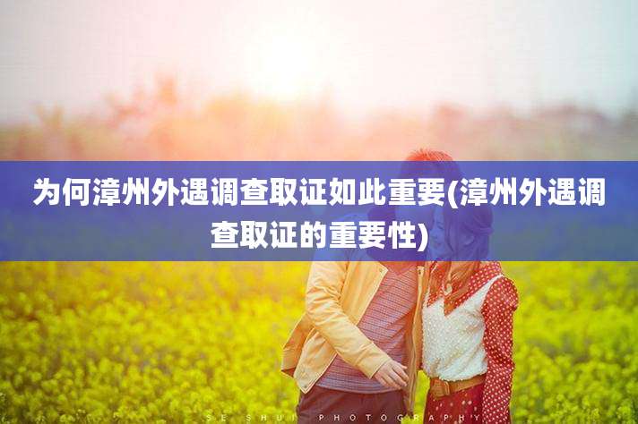 为何漳州外遇调查取证如此重要(漳州外遇调查取证的重要性)