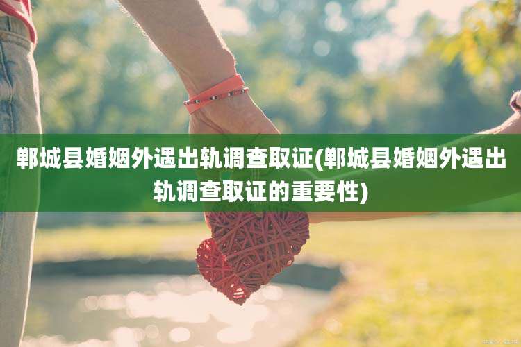 郸城县婚姻外遇出轨调查取证(郸城县婚姻外遇出轨调查取证的重要性)