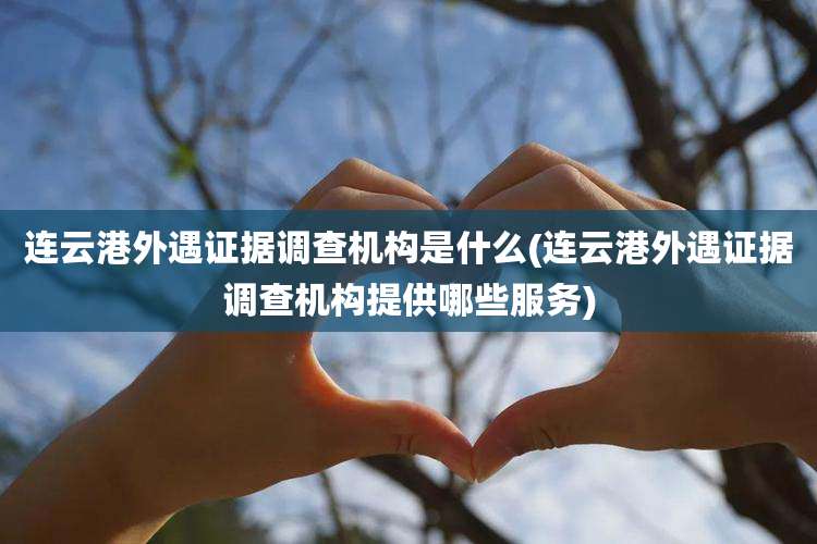 连云港外遇证据调查机构是什么(连云港外遇证据调查机构提供哪些服务)